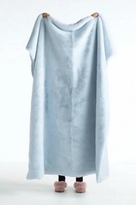 Anthropologie Sophie Faux Fur Ice Blue Throw Blanket Warm Luxurious 60x70  NEW