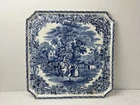 Antique Blue & White Booths British Scenery Silicon China Large Square Platter