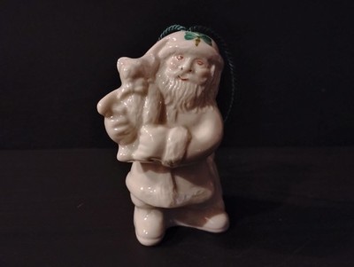Belleek Santa With Bear Bell Christmas Ornament In Box W Free Shipping