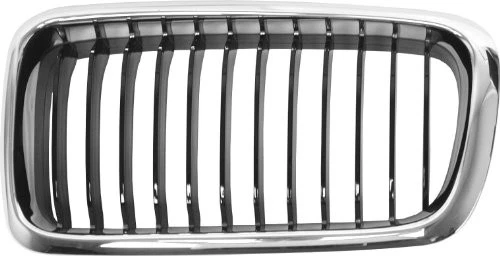 51138231593 Grille, Left, Chrome Surround w/Black Vertical Slats - Picture 2 of 2