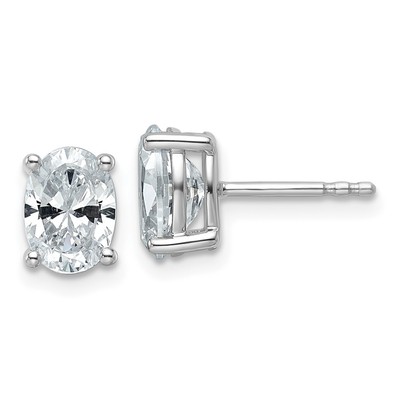 14k Weißgold 2 ctw im Labor gezüchteter Diamant ovale Krappe schwer Gewicht Ohrstecker
