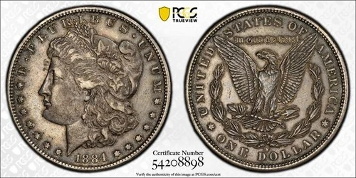 1884-S Morgan Dollar Toned PCGS XF45  w / Gold Shield
