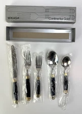 Mikasa Continental Black Gold Accent 5 Piece Place Setting Stainless Steel + Box