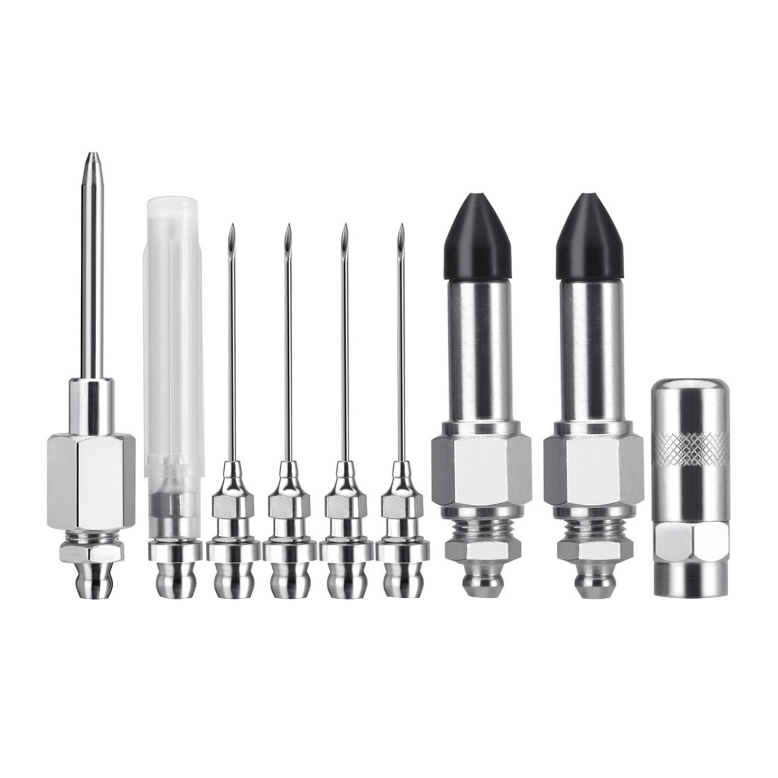 9Pcs Grease Gun Needle Nozzle Kit with Rubber Adapter Fitting Tool Accessory Set