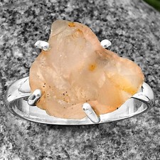 Natural Rose Quartz - Madagascar 925 Sterling Silver Ring s.9.5 Jewelry R-1052