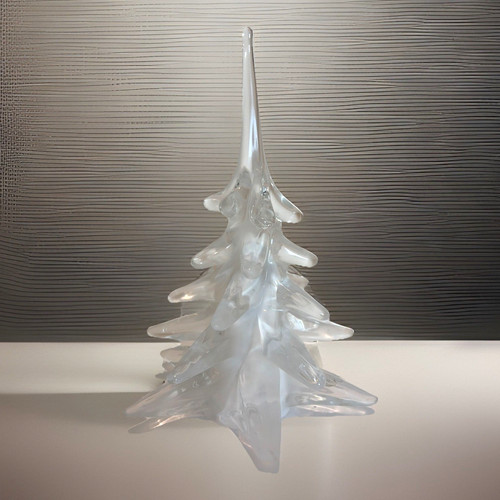 Vintage Clear & White Crystal Christmas Tree Art Glass Sculpture 8" Germany