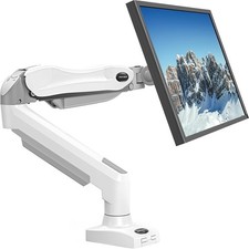 HUANUO Single Monitor Arm 13 to 32 Inch White Monitor Mount Adjustable Monitor