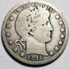 1916-D  Silver Barber Quarter