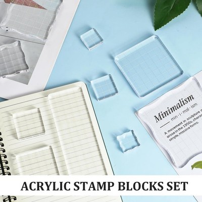 10 Ergonomic Acrylic Stamp Blocks with Grid Lines - Versatile Accessories