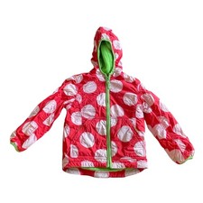 Mini Boden Kids Red Polka Dot Fleece Lined Hooded Jacket Size 3-4Y 35041