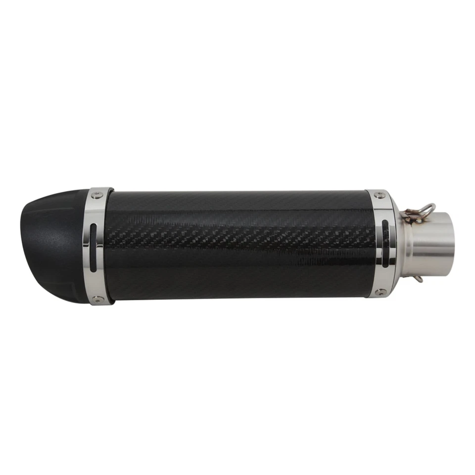 Motorcycle Exhaust Pipe Muffler Slip-on Real Carbon Fiber Universal 38-51mm Foto 4 de 4