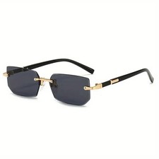 Rimless Sunglasses Rectangle Fashion Popular Women Men Shades Small Square Sun