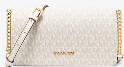 Michael Kors Women's Jet Set Medium Signature Logo Crossbody Bag (LightCreamMult