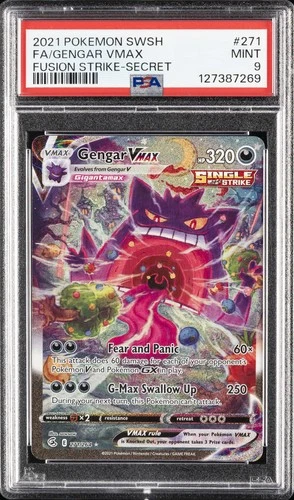 2021 POKEMON SWORD & SHIELD FUSION STRIKE SECRET #271 FULL ART/GENGAR VMAX PSA 9