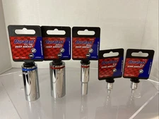 Duralast Lot of 5 Sockets 3 Deep Well & 2 Star Sockets MORE INFO IN DESCRIPTION