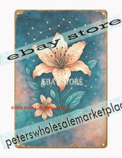 Lunar Lily Blossom Tin Sign � Night Bloom Floral Moon Metal Wall Art