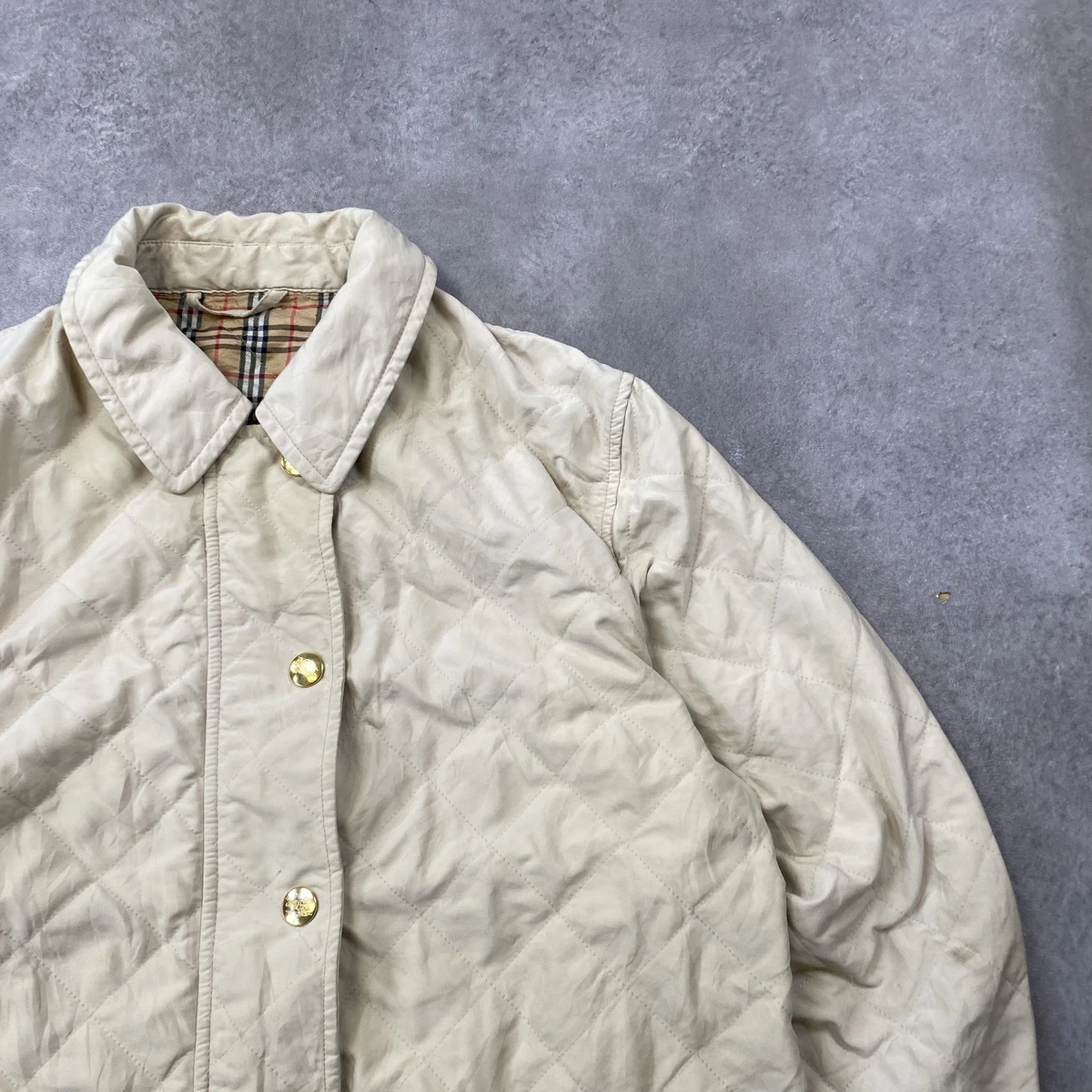 Chaqueta acolchada Burberry para mujer grande Nova Check Vintage Designer Bom...