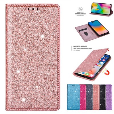 Glitzer Klapp Tasche For iPhone 17 16 15 14 13 12 11 SE 8 Magnet BookCase Wallet