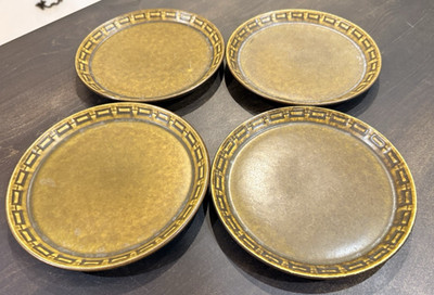 4 Vintage Ceramano West Germany DELTA Vintage Brown Stoneware 7.25'' Salad Plates