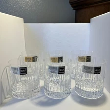 6 Mikasa Arctic Lights Lead Crystal Double Old Fashioned Glasses New W/Stickers