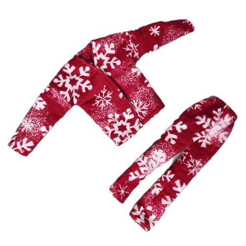 Red Snowflake Winter Christmas Pajamas Shirt Pants Fits 12" Boy Fashion Doll 1:6