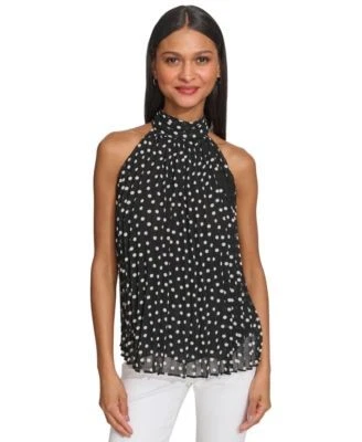 KARL LAGERFELD PARIS Womens Pleated Polka Dot 196788598034 M RT $89.0
