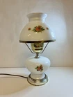 Vintage Milk Glass Hurricane Table Lamp Floral Rose Boudoir Lamp J Schrader Co