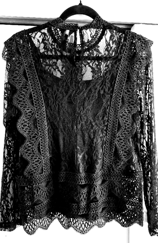 Adiva Black Lace, Lined Blouse Size L - New with Tags - Picture 2 of 15