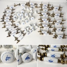 Vintage Kitchen Knobs Pulls Porcelain White Blue Floral Cottagecore YOU PICK