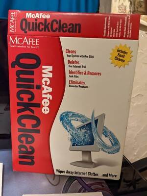 Open Box Never Used McAfee QuickClean 1.0 Windows 98