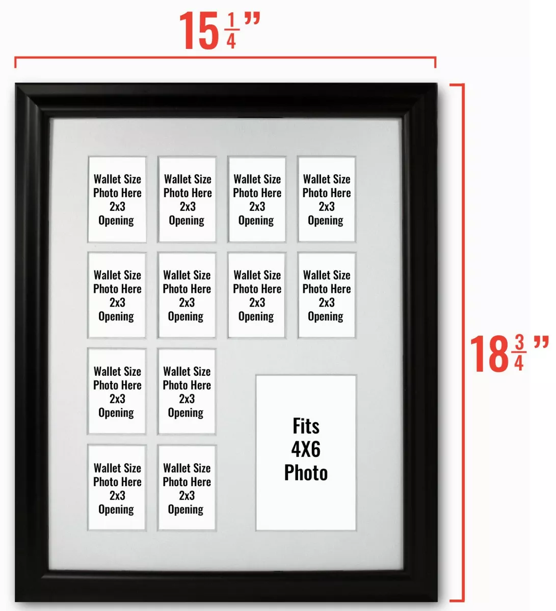 Black White Collage Multi Opening 12 Wallet and a 4x6 Photo Frame School Years