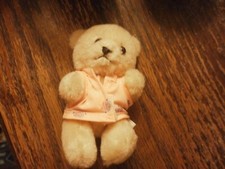 Dakin Vintage 1990 mini 3.5" dressed plush bear with tag excellent
