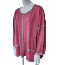 Multiple Red & Gray Long Sleeve Top (1X)