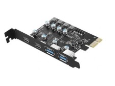 4-Port USB 3.2 Gen 1 Adapterkarte 5Gb/s PCI-E 1 Kompatibel mit Windows/Mac/Linux
