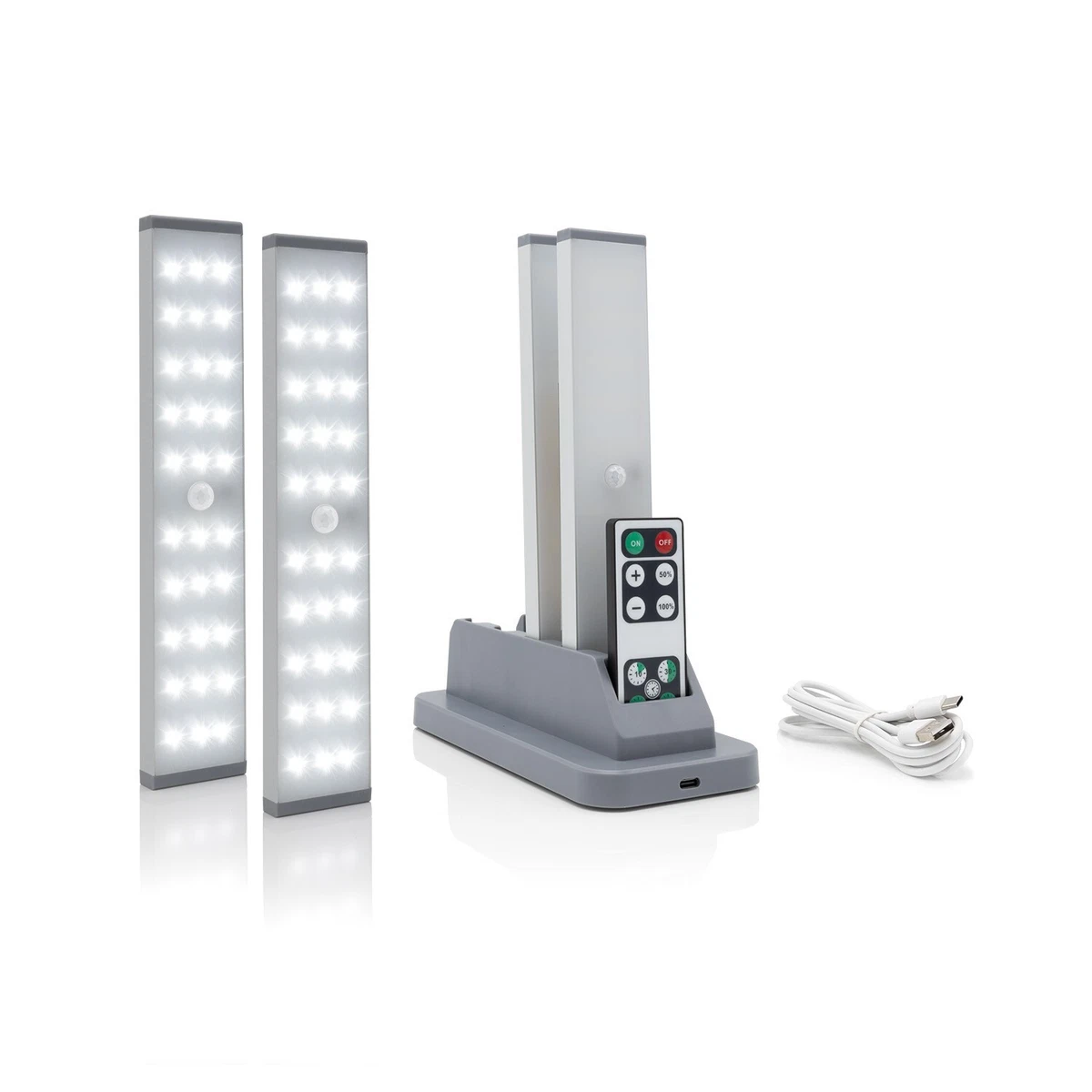 Auraglow Sensor de Movimiento Recargable Gabinete de Control Remoto Luces LED - Paquete de 4