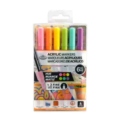 Royal & Langnickel 1,2 mm feine Spitze Acrylfarbe Marker Farbton Set 6 Stück