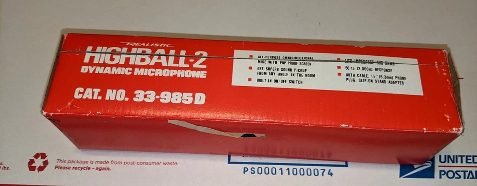 Vintage Realistic Highball 2 Dynamic Microphone #33-985D New In Box - Image 4 of 4