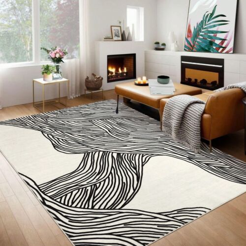 Washable Non-Slip Rug Modern Abstract Living Room Bedroom Kitchen Mat - Picture 2 of 45