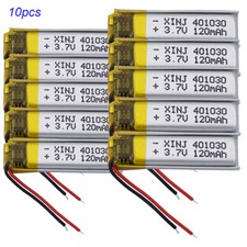10 pcs 3.7V 120mAh 0.44Wh Li Li-ion Battery 401030 For GPS Bluetooth Headset Pen
