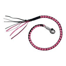 Premium 36 Inches Black/Pink Fringed Hand-Braided Motorcycle Biker Get Back Whip