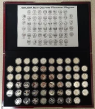 1999 - 2009 PROOF SILVER STATE QUARTER SET WITH PROTECTORATES 56 COIN SET
