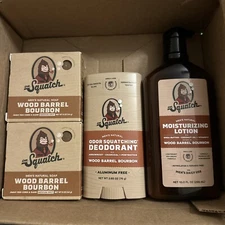 Dr. Squatch Wood Barrel Bourbon Lot; 2 Soaps, Deodorant, And Lotion
