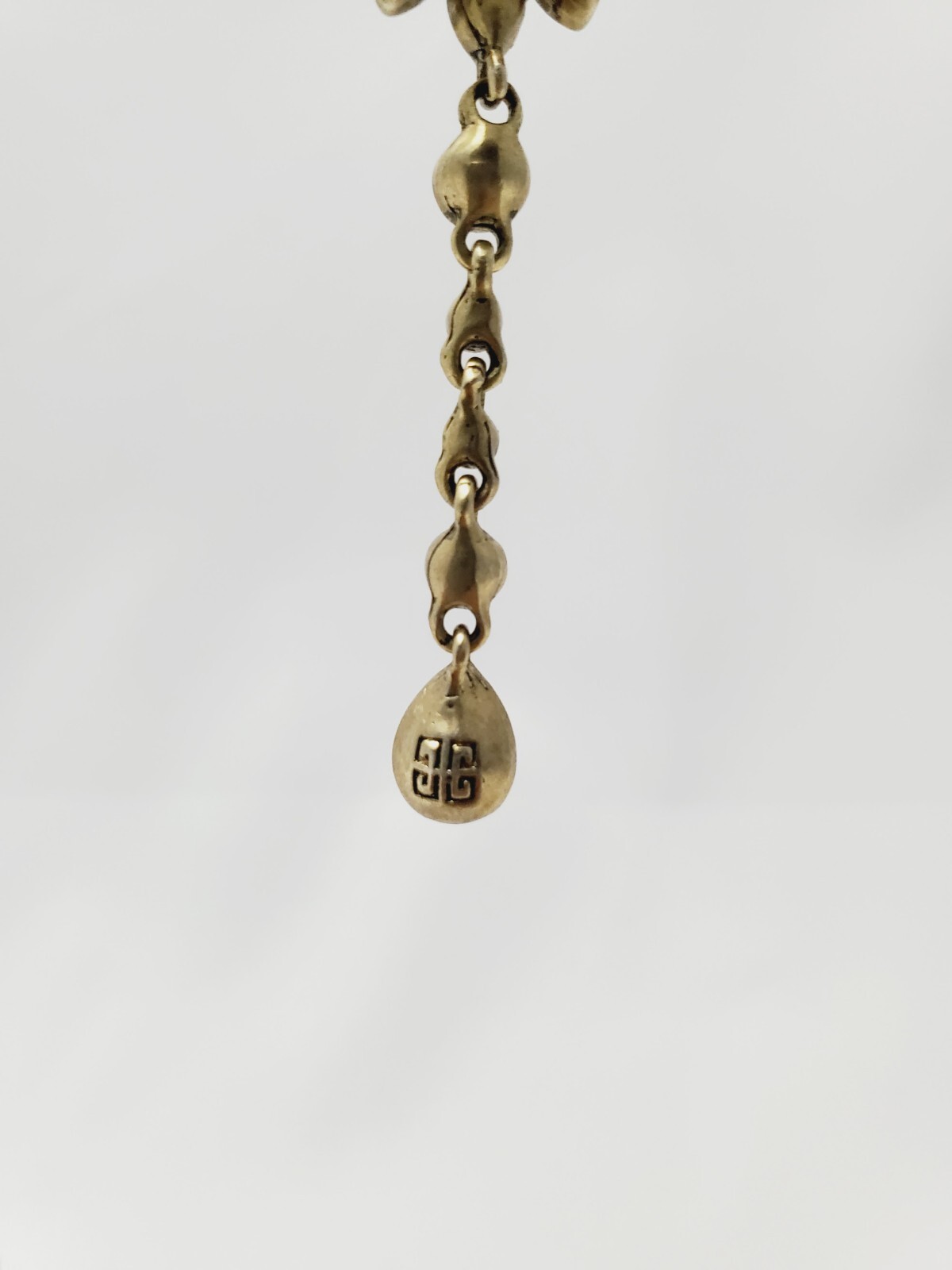 Signed Givenchy Stud Dangle Drop Earrings Citrine… - image 3