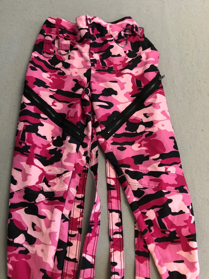 Pantalones grandes para mujer Balera rosa/negro camuflaje cintura elástica Foto 2 de 4