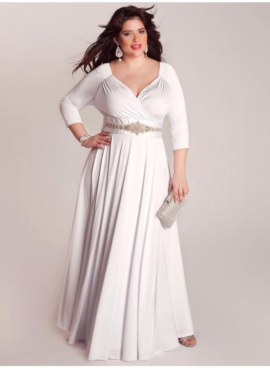 Plus Size Beach Comfort Wedding Dress Sheath V-neck Floor-length Full Body  Lace Short Sleeve Bridal Gown - BrideLuLu