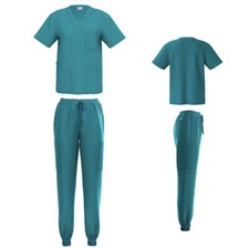 Unisex STRETCH Jogger Scrub Set Solid V-Neck Top Men Women Medical Nurse Uniform