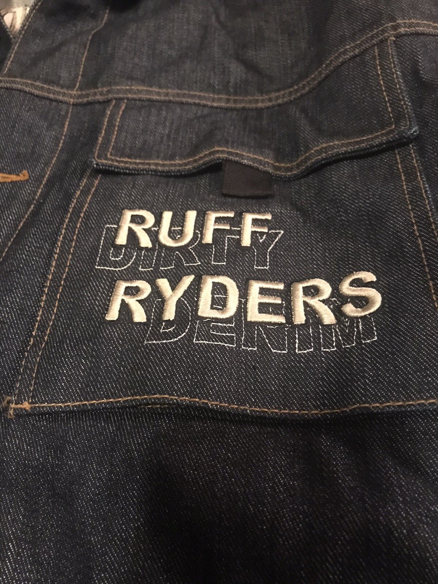 Vintage Ruff Ryders Dirty Denim Jean Jacket DMX XL RARE Dark Vintage Ruff Ryders Dirty Denim Jean Jacket DMX XL RARE Dark