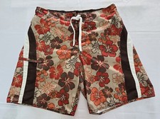 JOE BOXER Mens L Floral 9" Board Swim Surf Trunk Elastic Waist Orange MultiColor