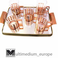 5-teiliges Tee-Gläser Set mit Tablett signiert Sigg Switzerland 50er Jahre