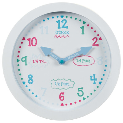 Zeit sagen lernen Uhr für Kinderzimmer, Kinderzimmer, Spielzimmer - weiß